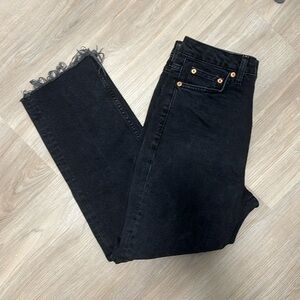 Topshop High Rise Black Straight Leg Jeans